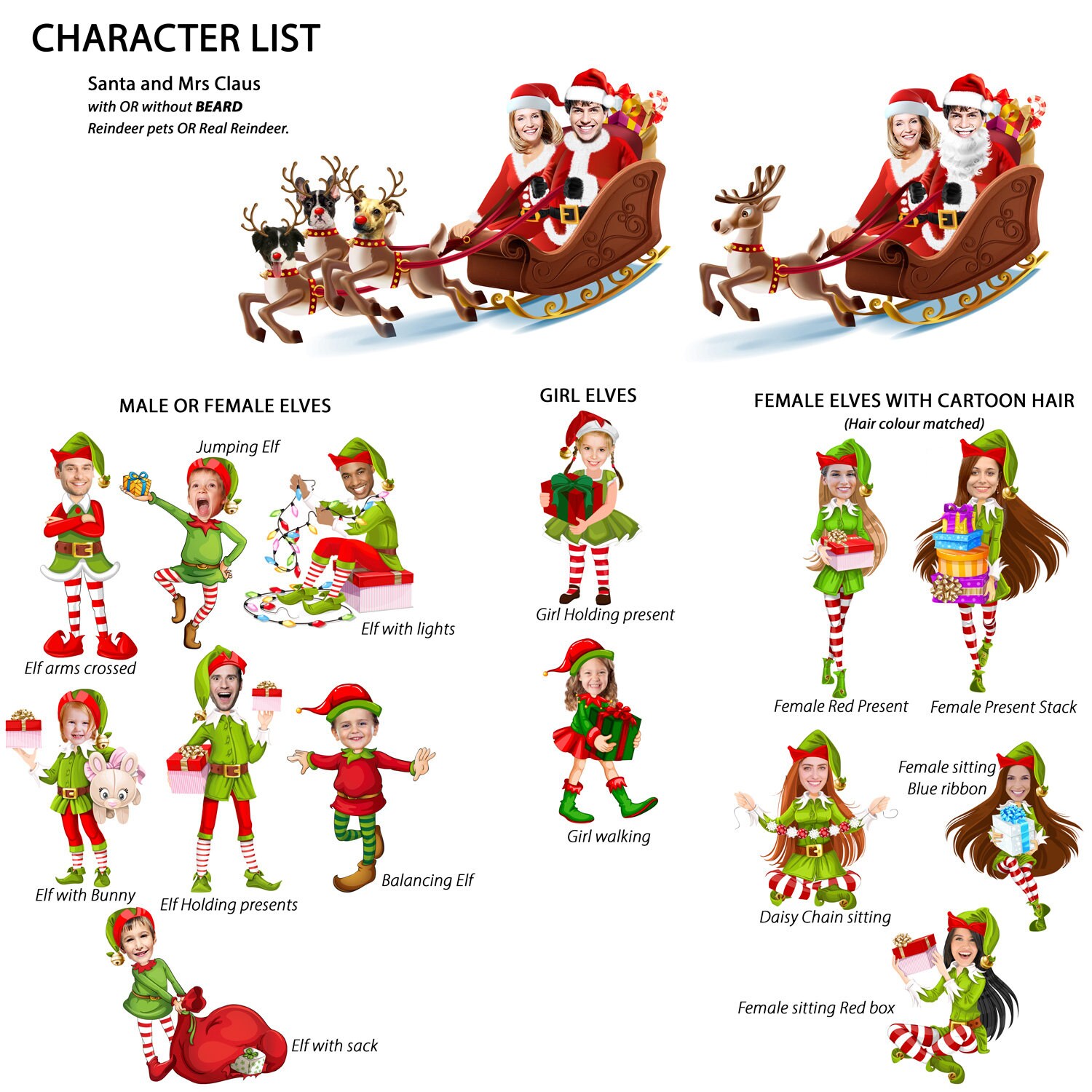 santa-sleigh-christmas-card-santa-and-elves-family-photo-etsy