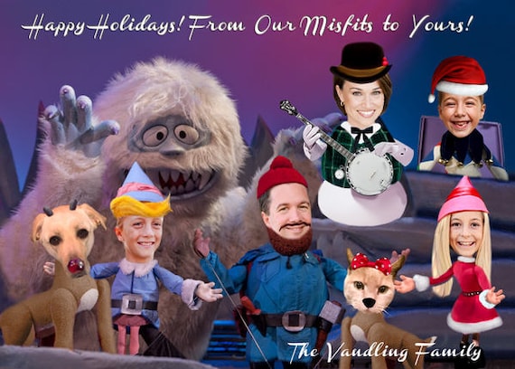 Island of Misfit Toys Misfit toy Yukon Rudolph the Red Nosed Reindeer PARODY Christmas Greeting Card Unique Family Photo Christmas Card