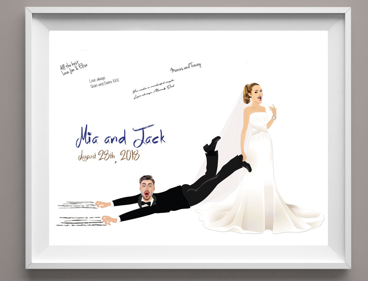 Funny Wedding Guest Book Sign With Bride Dragging Groom Funny - Etsy Funny Wedding Guest Book Sign With Bride Dragging Groom Funny - Etsy