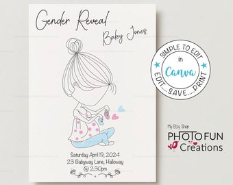 Baby Gender Reveal party Invitation, Gender Reveal, Electronic Gender Reveal Evite, Digital Gender Reveal Party Invitation, Minimalist baby