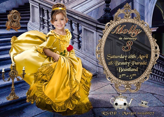 Your daughter as BELLE, face cropped onto the body,Beauty and The Beast Invitation - Beauty and The Beast Birthday Party, Disney princess Il_570xn