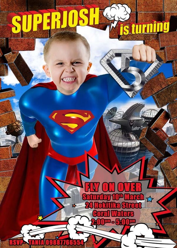 Your child as Superman, Superman Superhero Invitation. Superman Vs Batman. Batman Party. Super Heroes Party,SuperMan Printable Invitation Il_570xn