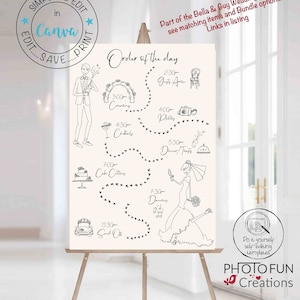 Illustrated Order Of Events Wedding Sign| Wedding Day Timeline| Signage Cute CoupleScribble Illustration Wedding| Order Of The Day|Events