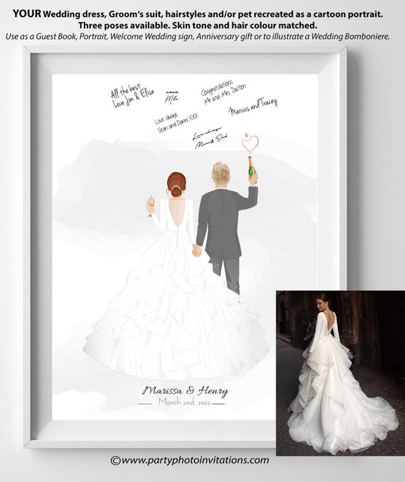 Wedding Guest book, Alternative Wedding Guestbook, Guest Book Alternatives, Custom Portrait Guestbook, Custom Wedding Keepsake, Back-View Il_570xn