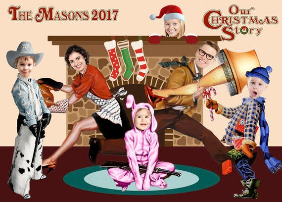 A Christmas Story Family Photo Christmas Card Funny Christmas Card A Christmas Story Leg Lamp Christmas Card Holiday Caricature Card By Photo Fun Creations Catch My Party