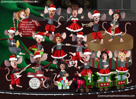 Twas the Night Before Christmas Card, 3D Caricature Mouse Christmas card, Funny COMPANY Photo Christmas Card, Silly 3D mice Xmas card Il_570xn