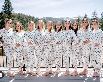 Bridesmaid Pajamas, Cozy Long Pajama Set, Bridesmaid Gift, Bridal Party Gift, Champagne Gift, Sorority Pajama, Winter PJ (Champ PJ Set)