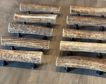4.5”-5” Real Natural Elk Antler Cabinet Handle, Drawer Pulls (1 Each) **Oregon Antler Works**