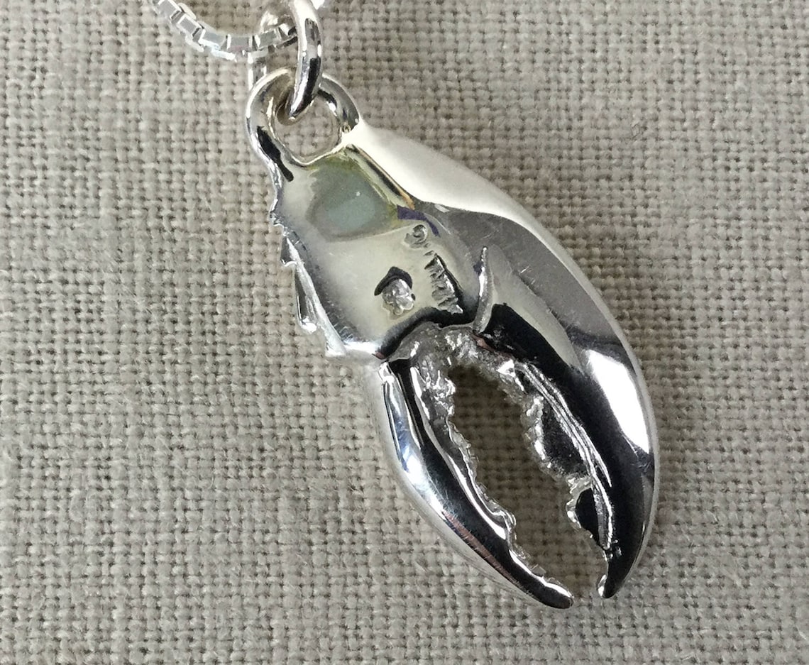 Sterling Silver Lobster Claw Necklace Etsy