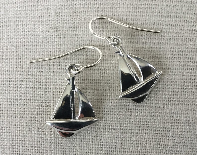 Sterling Silver Sailboat Earrings // Sailing Boat Life Etsy
