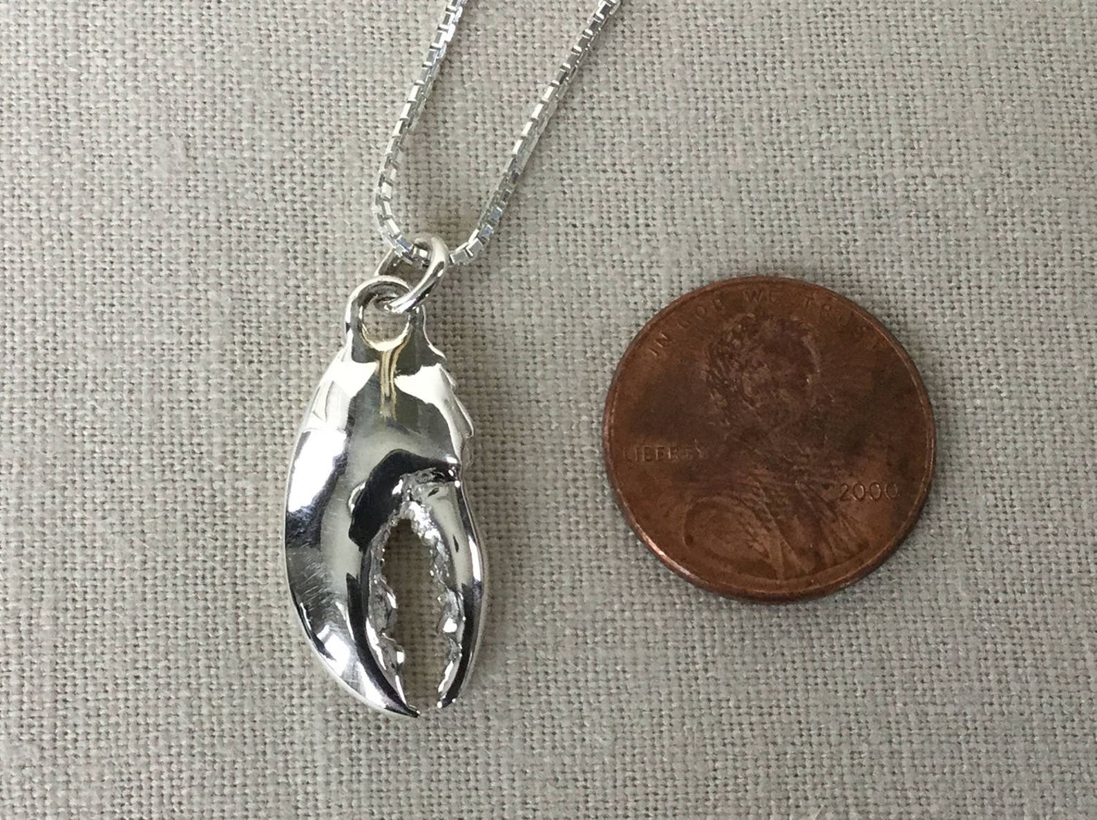 Sterling Silver Lobster Claw Necklace Etsy