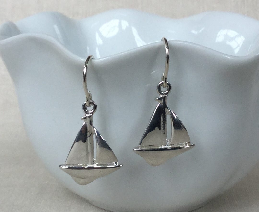 Sterling Silver Sailboat Earrings Sailing Boat Life Etsy