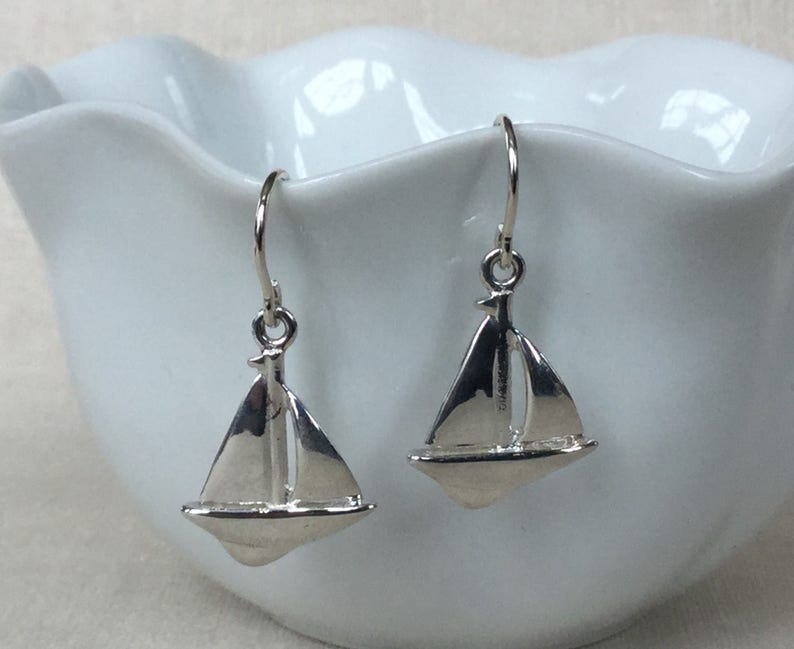 Sterling Silver Sailboat Earrings // Sailing Boat Life Etsy