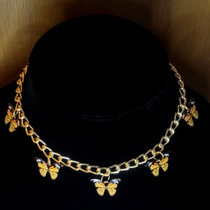 Gold Monarch Butterfly Chain Necklace