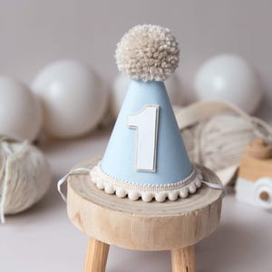 Baby Blue 1st Birthday Hat: Cake Smash Party Prop