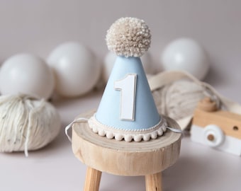 Baby Blue 1st Birthday Hat: Cake Smash Party Prop