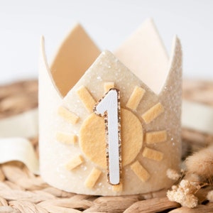 First Birthday Crown, Glitter Fabric, Sunshine Theme Party Hat
