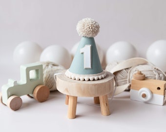 1st Birthday hat | Cake Smash Prop | Birthday party hat | Sage