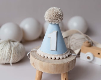 1st Birthday hat | Cake Smash Prop | Birthday party hat | Baby blue