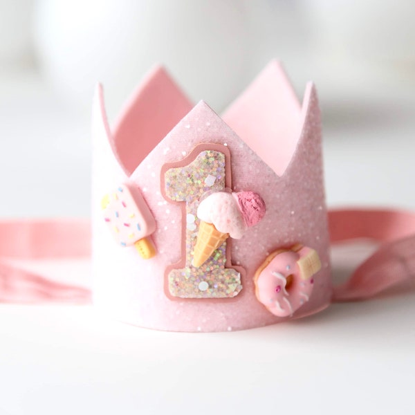 Sweet one, First birthday Crown | Ice cream theme | Cake smash prop | Baby | Pink | Girls 1st birthday