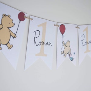 First birthday bunting | Winnie the Pooh | First birthday party | 1 bunting | Boy | personalised bunting |