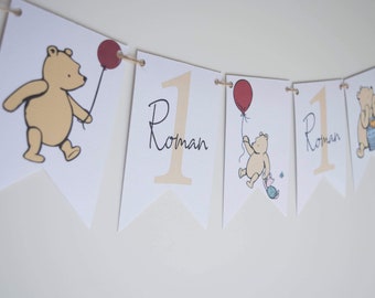 Winnie the Pooh First Birthday Bunting | Personalised Party Decor
