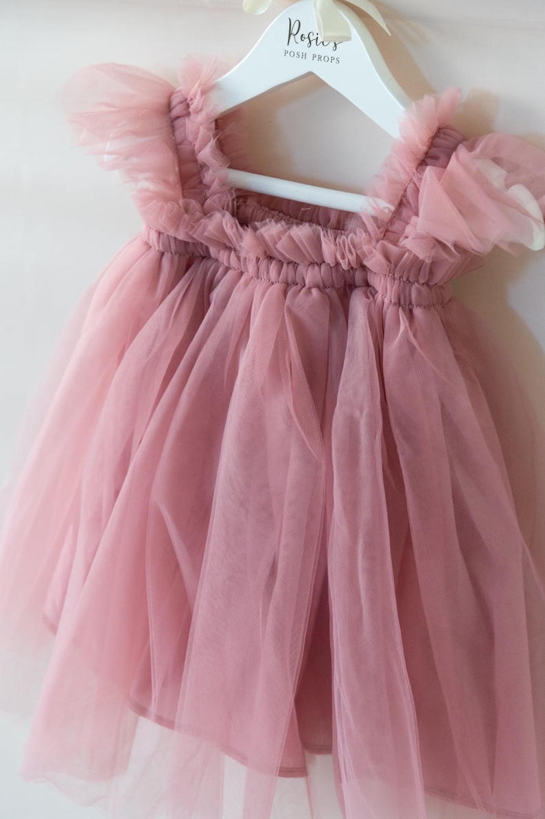 Dusky Rose Pink Baby Girl Birthday Dress, Cake Smash Outfit, First Birthday Tutu Dress Only