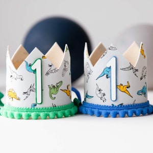 Dinosaur First Birthday Crown, Handmade Cake Smash Photo Prop