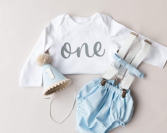 Boys cake smash outfit, First birthday outfit, Baby blue