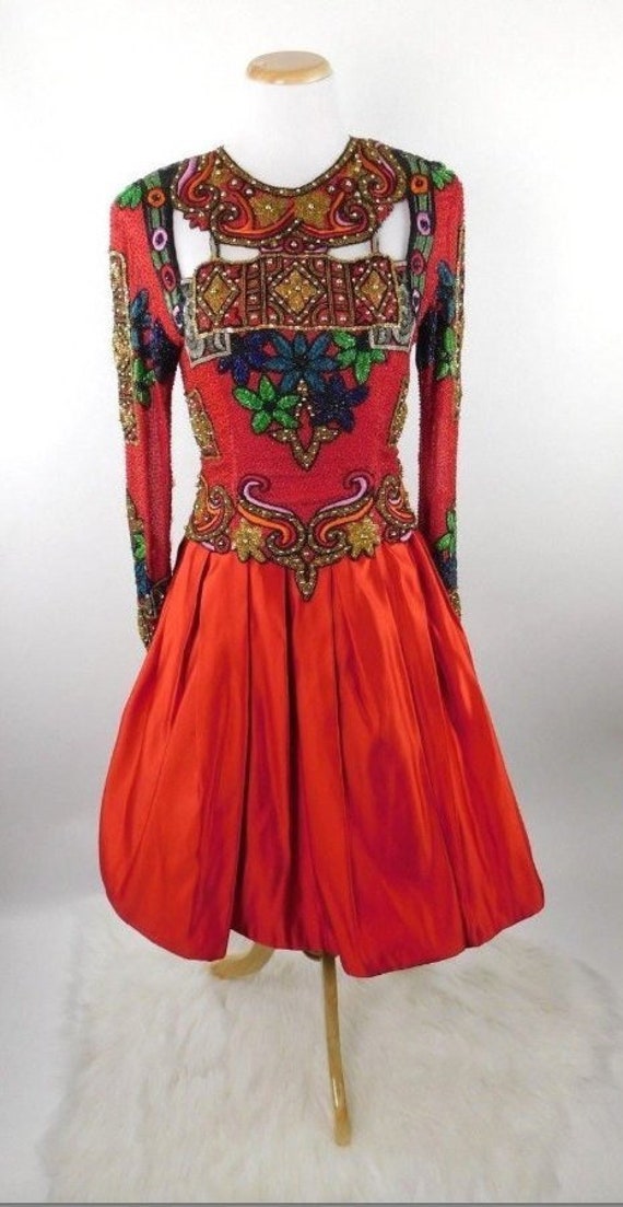 red fit and flare cocktail dress