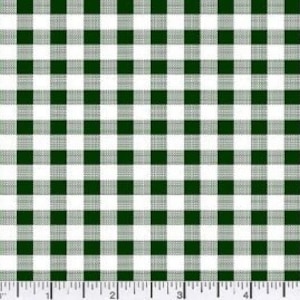 May include: Green and white gingham fabric with a small check pattern.