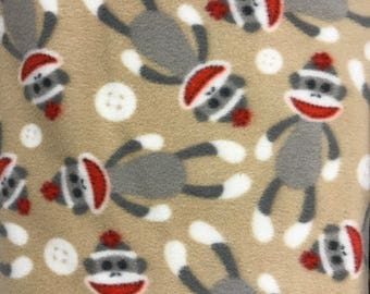 Sock Monkey Fleece Fabric Sock Monkey Fleece Fabric is 60" wide fleece for tie blankets fleece for kid blanket fleece for throw blanket