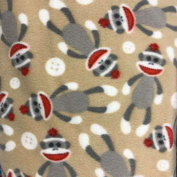 Sock Monkey Fleece Fabric Sock Monkey Fleece Fabric is 60" wide fleece for tie blankets fleece for kid blanket fleece for throw blanket