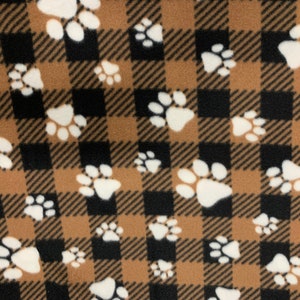 Brown dog  paw Fleece Fabric is 58" - 60" wide and 100% fleece  fleece for dog blankets dog throws fleece for tie blankets