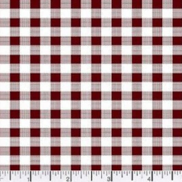 Maroon Gingham Cotton Fabric SHIPS FAST Gingham Cotton fabric quilting sewing crafts clothing fabric store free shipping PRINTED gingham