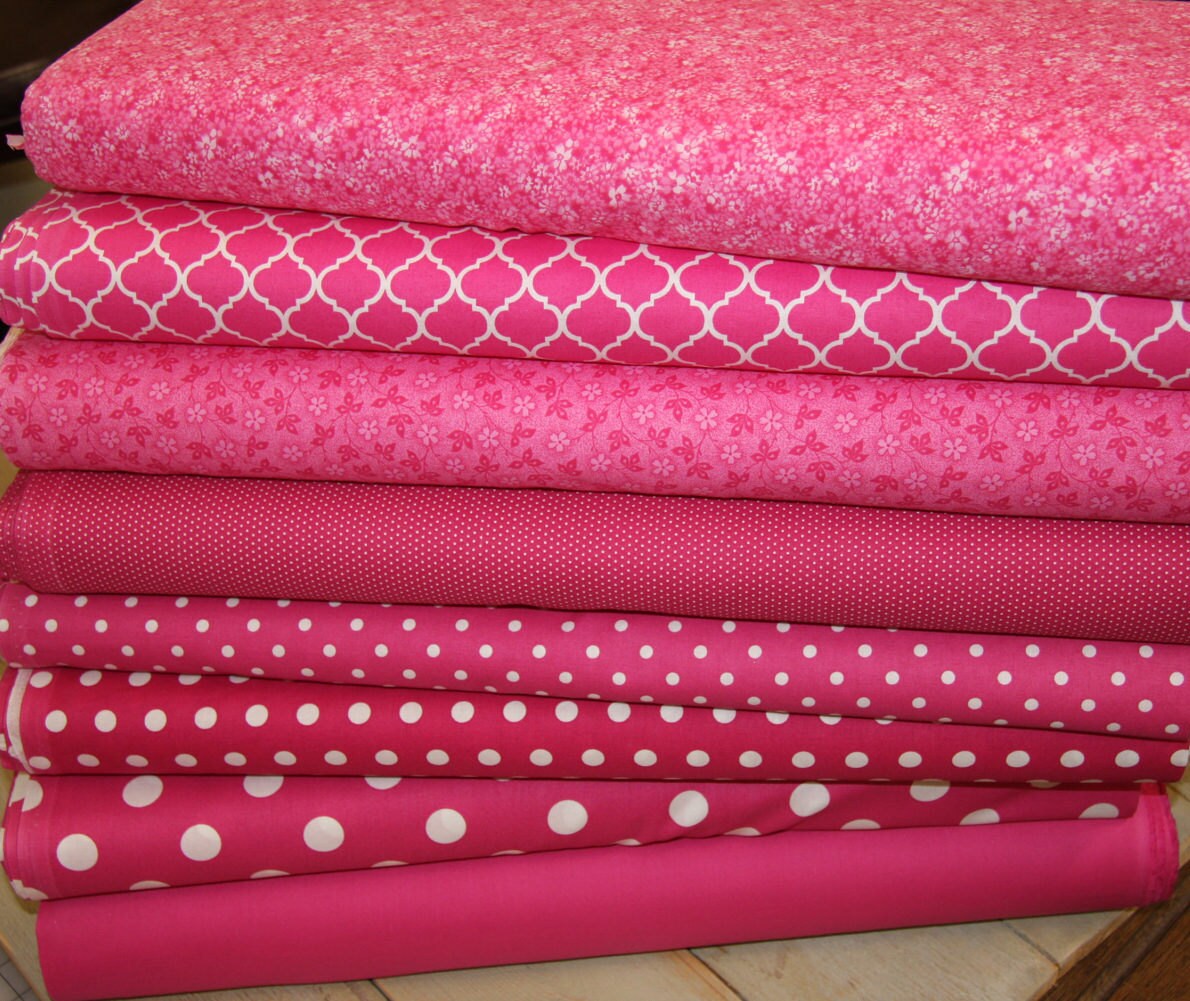 1/2 Hot Pink Polka Dot Cotton Fabric White Polka Dot on Etsy