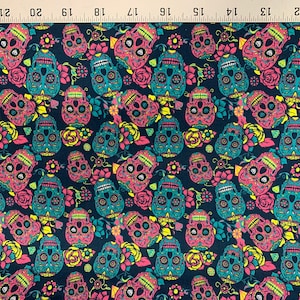 Sugar Skulls shuffle Cotton Quilting Fabric Store sugar skulls low price cotton fabric free shipping available Cotton fabric SHIPS FAST