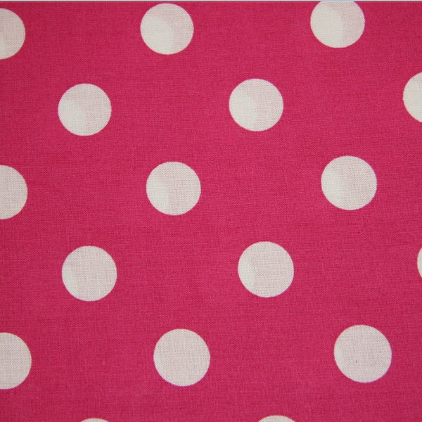 3/4" Hot Pink Polka Dot Cotton Fabric white polka dot hot pink cotton fabric Fabric Store low price free shipping available SHIPS FAST