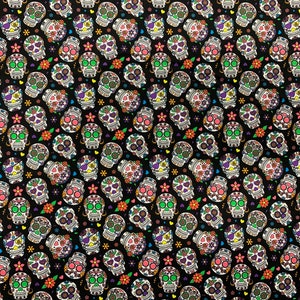 Sugar Skulls Cotton Quilting Fabric Store Black sugar skulls low price cotton fabric free shipping available Cotton fabric SHIPS FAST