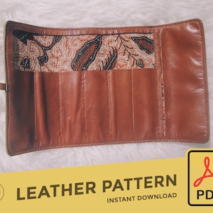 Leather Pencil Roll Case \\ Template Pattern PDF \\ Leather Crafting \\ PDF Pattern \\ Leathercraft Pattern \\ Leather Pattern \ DIY pattern