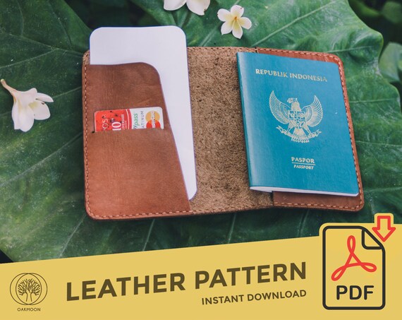 Leather Passport Holder Template Pattern Pdf - Diy Passport Holder Leather Leather Passport Holder Template Pattern Pdf - Diy Passport Holder Leather