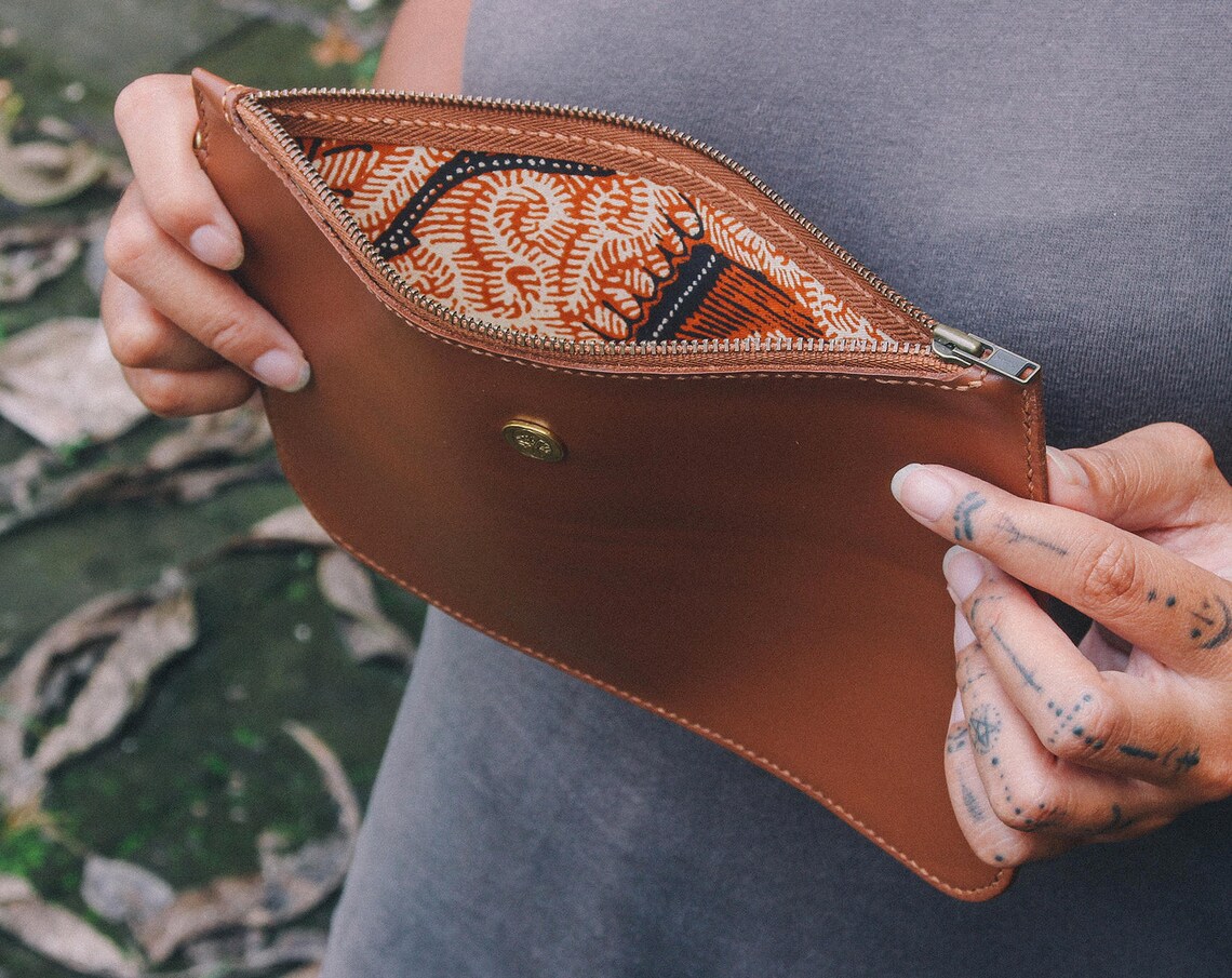 Leather Zipper Clutch Template Pattern PDF Leather Crafting PDF Pattern