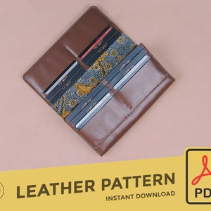 Leather Long Wallet Template Pattern PDF Leather Crafting PDF Pattern Leathercraft Pattern Leather Pattern DIY pattern image 1