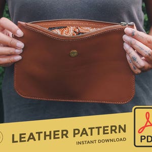 Leather Zipper Clutch \\ Template Pattern PDF \\  Leather Crafting \\ PDF Pattern \\ Leathercraft Pattern \\ Leather Pattern \\ DIY pattern