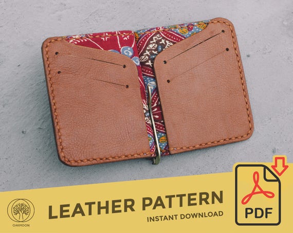 money clip wallet template pattern pdf leather crafting etsy leather template