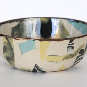 Yellow Tiger Nerikomi Ceramic Bowl Striped Marbled Dish image 8