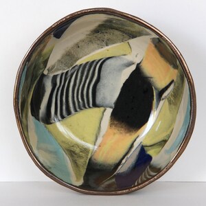 Yellow Tiger Nerikomi Ceramic Bowl Striped Marbled Dish image 2