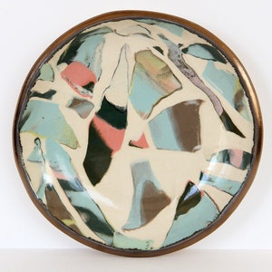 Klein kleurrijk nerikomi-bord, gemarmerde keramische ontbijtbordenset, eigentijdse pastelklei-dessertschaal, abstract bord van tropisch aardewerk