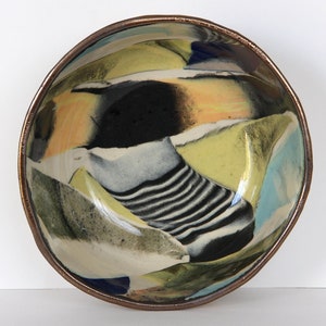 Yellow Tiger Nerikomi Ceramic Bowl Striped Marbled Dish image 3