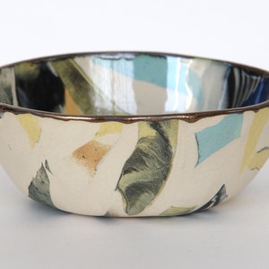 Yellow Tiger Nerikomi Ceramic Bowl Striped Marbled Dish image 9